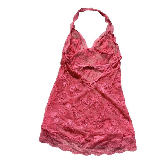 Victoria's Secret Women's Lace Chemise Sz M Pink Sheer Halter Lingerie Nightgown - Picture 6 of 9